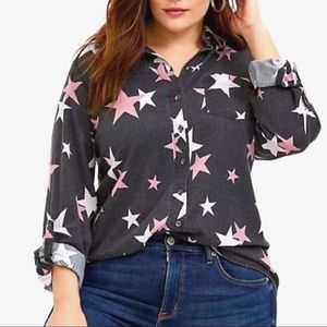 Torrid Burnout Star button front relaxed fit shirt